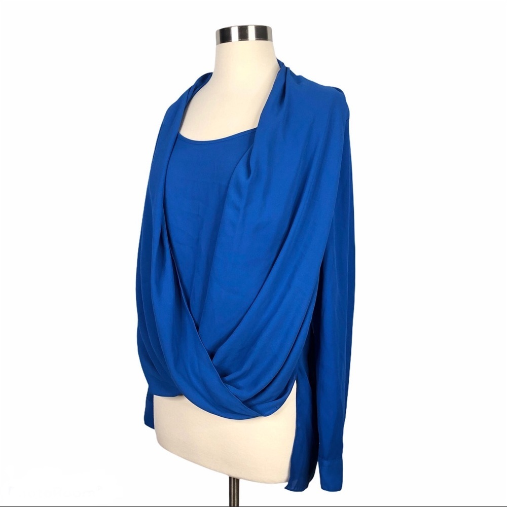 Vince Camuto Blue Surplus Wrap Blouse Medium - Picture 5 of 8